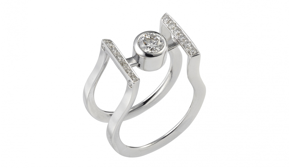 ring white gold 13 diamonds - V2V paris jewellery